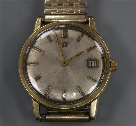 A gentlemans steel and gold plated Omega manual wind wrist watch,